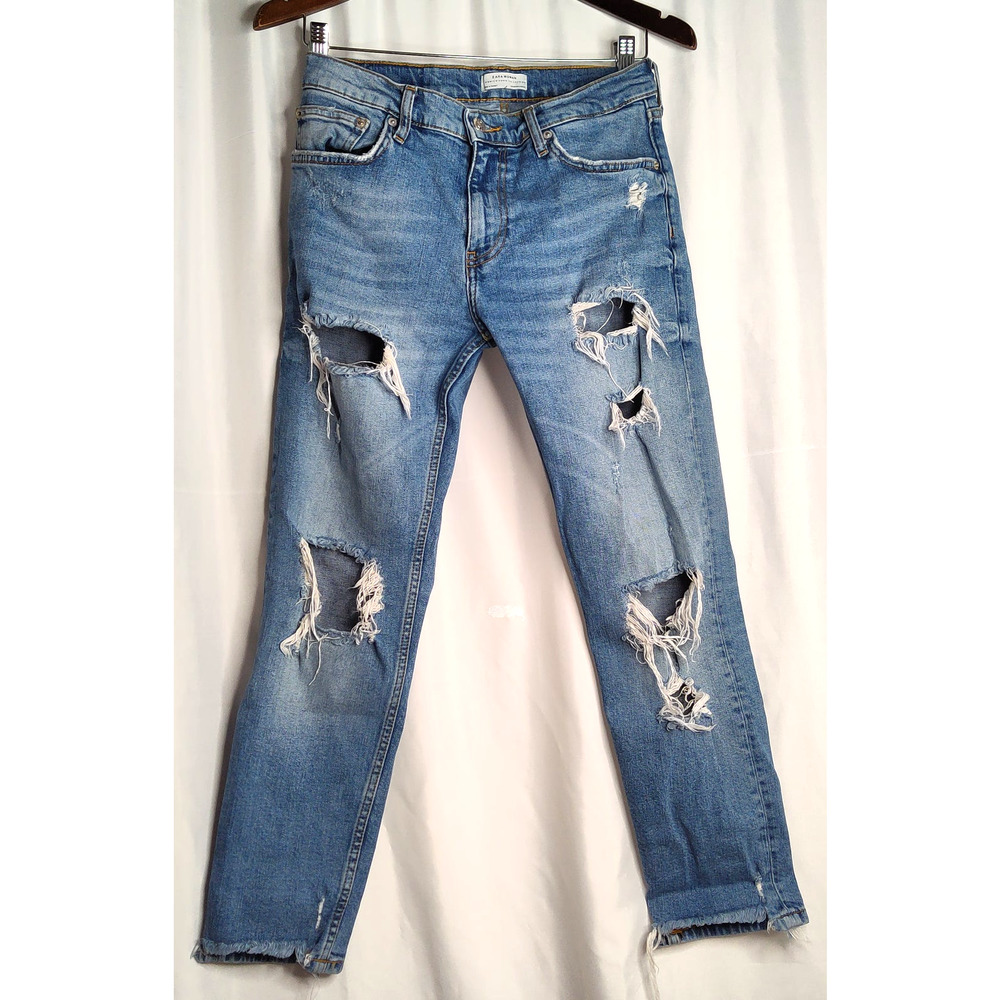 Zara Woman Premium Distressed Stretch Skinny Ankle Cut Denim Jeans Size 4